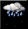 Moderate rain, Mostly cloudy